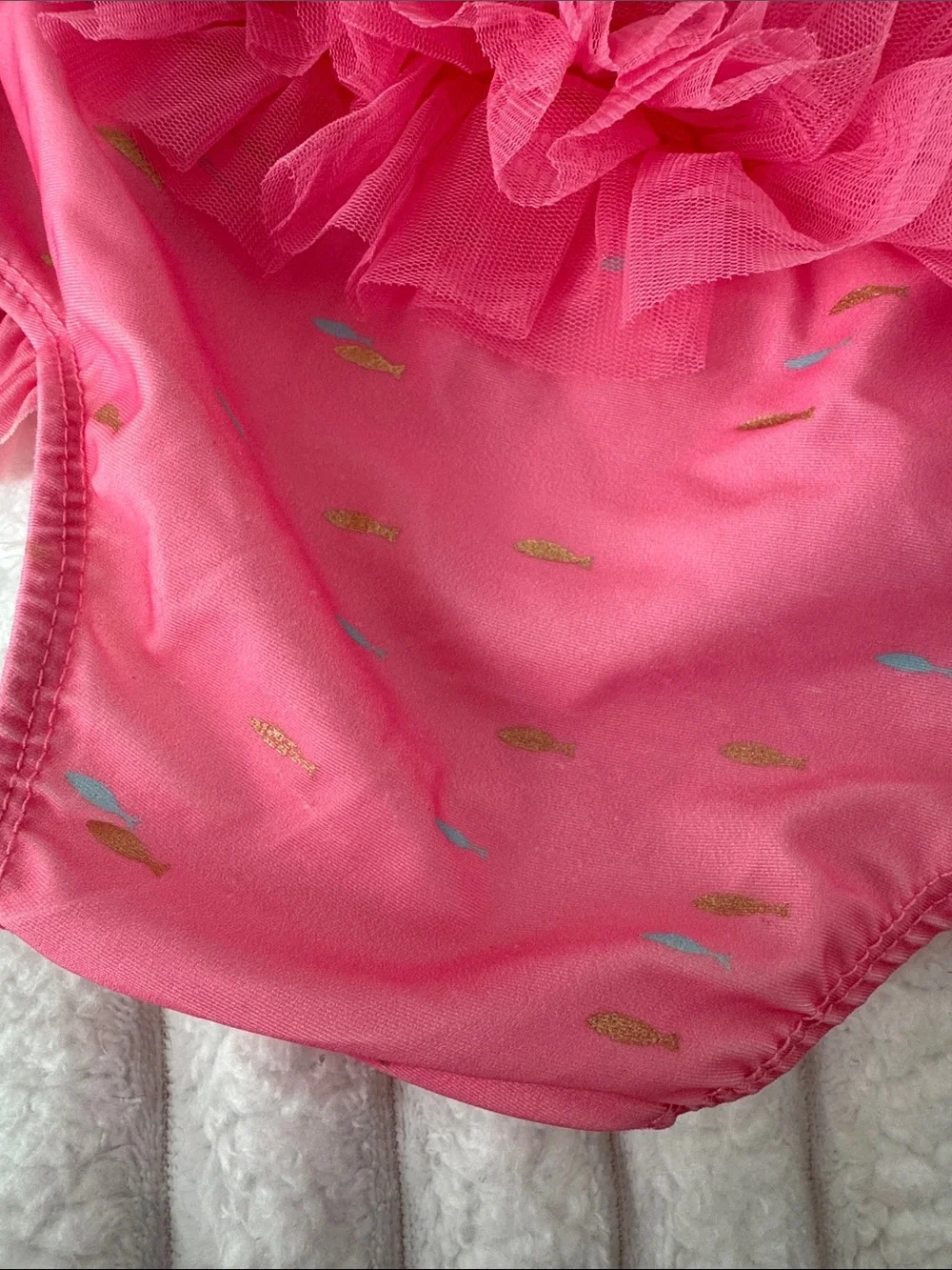 Mud Pie Pink Mermaid Swimsuit, one piece ruffle butt